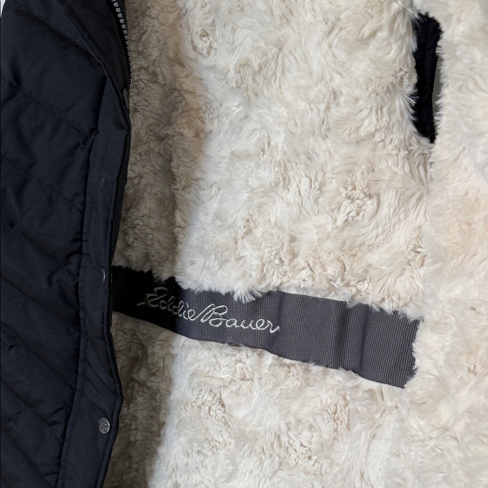 Eddie Bauer Women's Black Fur Lined Goose Down Vest - Picture 4 of 10